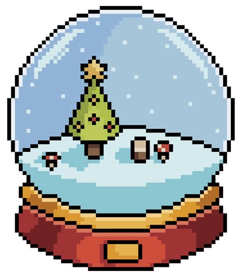Pixel Art Christmas Snow Globe With Christmas Tree Item For Game 8bit