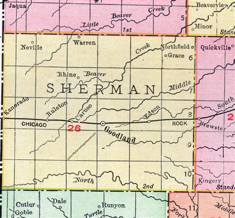Sherman County Kansas 1911 Map Goodland Kanorado Edson