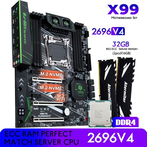 huananzhi f8 x99 motherboard with intel xeon e5 2696 v4 with 2 16gb 32gb 2133mhz ddr4 reg