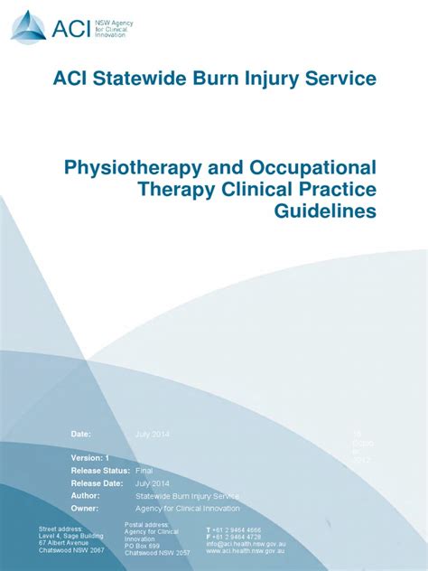 Clinical Practice Guidelines Burns Physiotherapy And Occupational