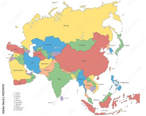 Azja Mapa Polityczna Kraje Images And Photos Finder