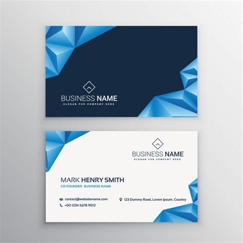 Free Vector Business Card With Blue Polygonal Shapes
