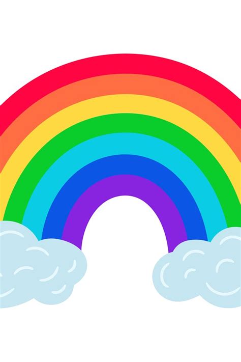 Rainbow On Clouds Vector Rainbows Arch Cloud Ends Icon Illu