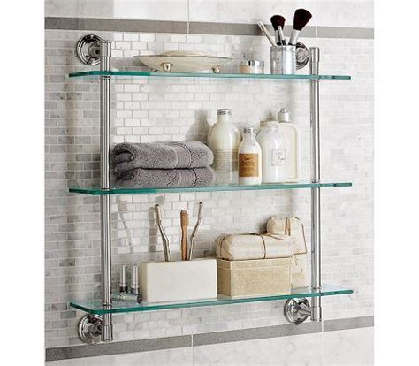 There are single or multiple glass shelves for many wall mounted glass shelves to fix easily. Mercer Triple Glass Shelf - Pottery Barn