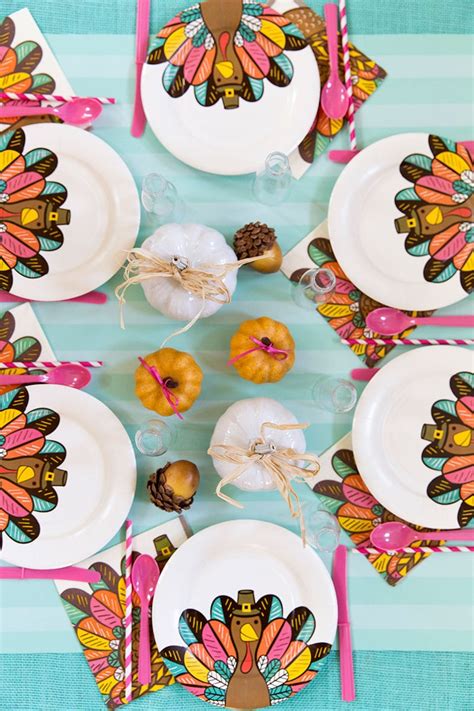 Bright Colorful Thanksgiving Kids Table Pizzazzerie