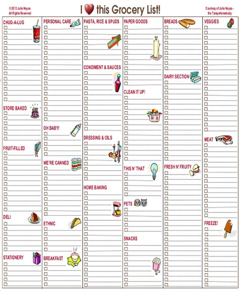 Printable Grocery List Templates Shopping List Templatelab Free Printable Grocery List