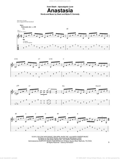 Slash Anastasia Sheet Music For Guitar Tablature Pdf