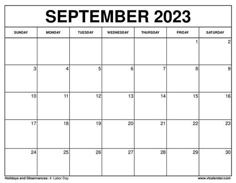 September 2023 Calendar Printable Templates With Holidays