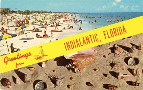 Indialantic Florida Beach And Sea Shells Vintage Postcard 1965 Unused