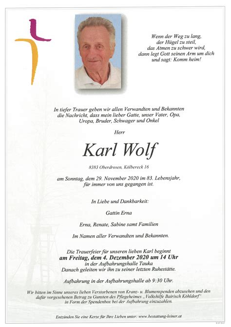 Karl Wolf Bestattung Leiner Eu
