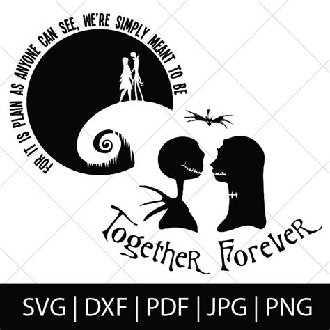 Jack And Sally Together Forever Nightmare Before Christmas Svg Files