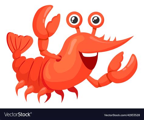 Smiling Lobster Cartoon Animal Funny Sea Food Vector Image