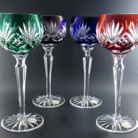 Dining Set Of 4 Multi Color Crystal Cut Glass Goblets Poshmark