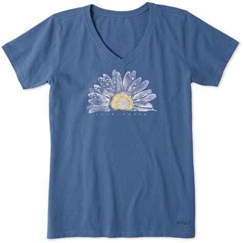Life Is Good Womens V Neck Watercolor Daisy Tee Bobs Stores