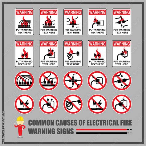 Vecteur Stock Set Of Safety Warning Signs And Symbols For Causes Of