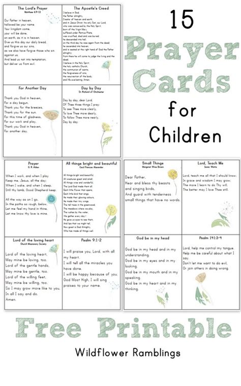 Prayer Cards For Children Free Printable Wildflower Ramblings