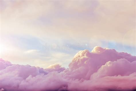 Beautiful Cumulus Clouds At Sunset Sunrise Pink Fabulous Stock Photo