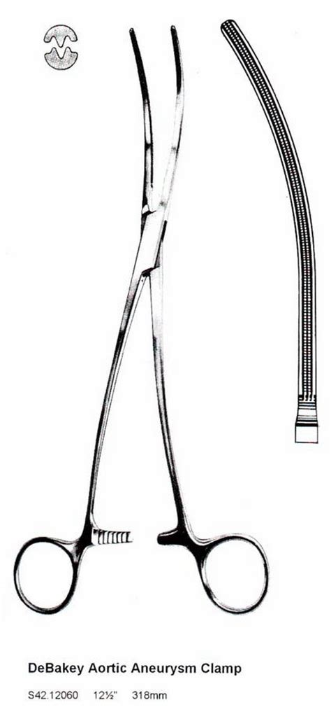 Debakey Aortic Aneurysm Clamp 125 318mm Surgical Instruments