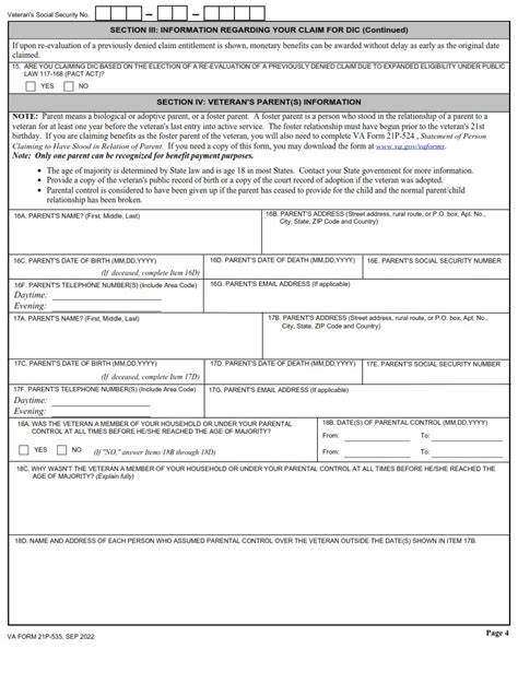 Va Form 21p 535 Application For Dependency And Indemnity Compensation