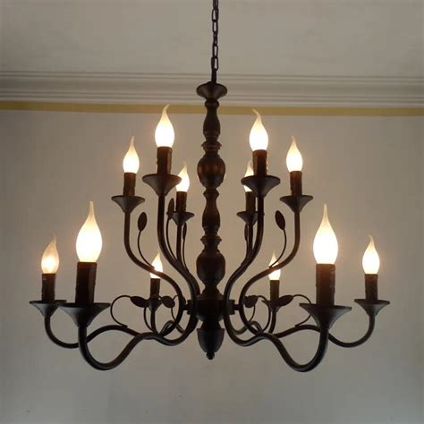 Vintage Black Metal Chandeliers Wrought Iron Home Chandelier For Living
