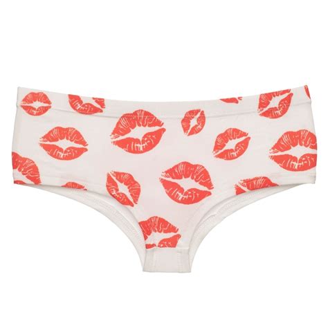 Leimolis Kiss Me Red Lips White Funny Print Sexy Hot Panties Female