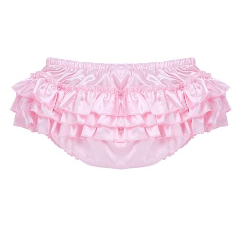 Chictry Mens Satin Frilly Thong Sissy Crossdress Bloomer Ruffled