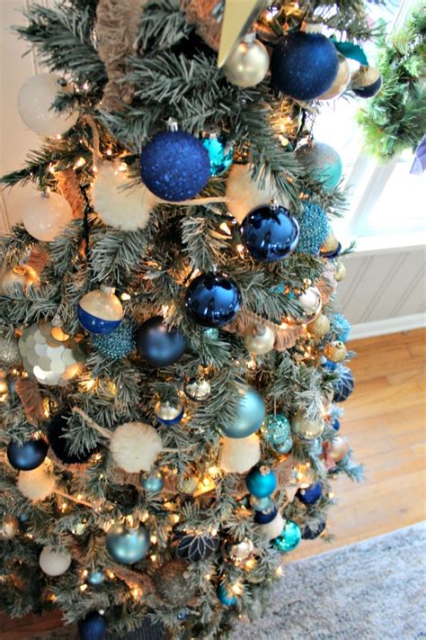 Decorations Of Blue On White Christmas Tree Southern