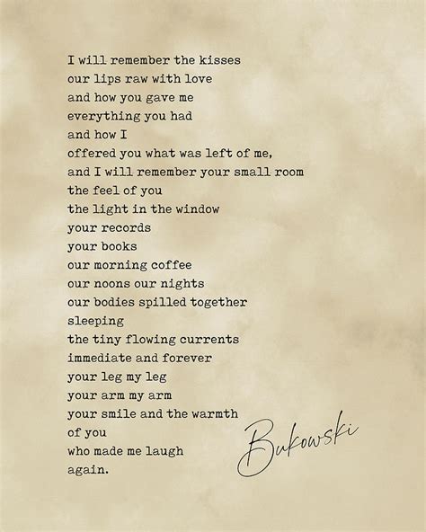 Raw With Love Charles Bukowski Poem Literature Typewriter Print