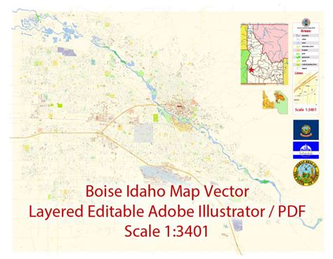 Boise Idaho Us Pdf Map Vector Exact City Plan Detailed Street Map