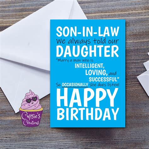 Funny Son In Law Birthday Card Large A5 Special Son In Law Card Etsy Uk