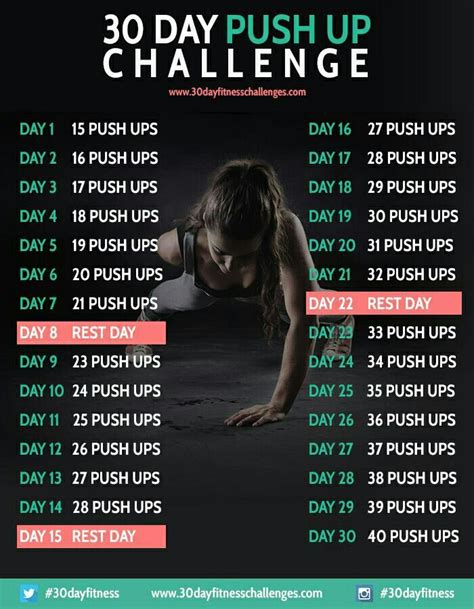 30 Day Push Up Challenge 30 Day Fitness 30 Day Workout Challenge