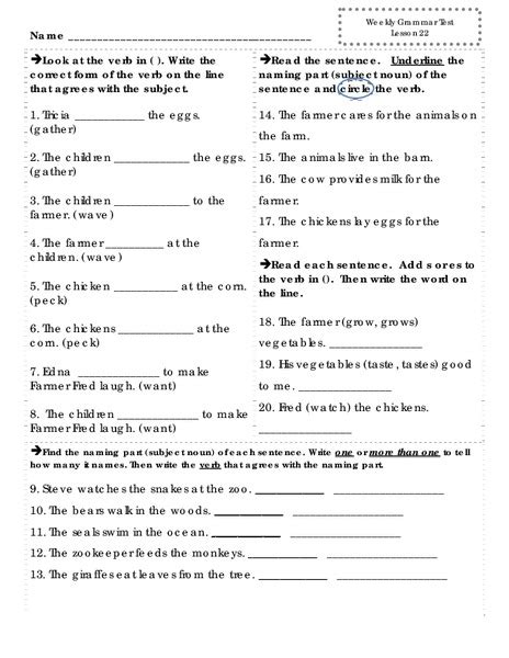 Weekly Grammar Worksheet Worksheet For 2nd 3rd Grade Lesson Planet