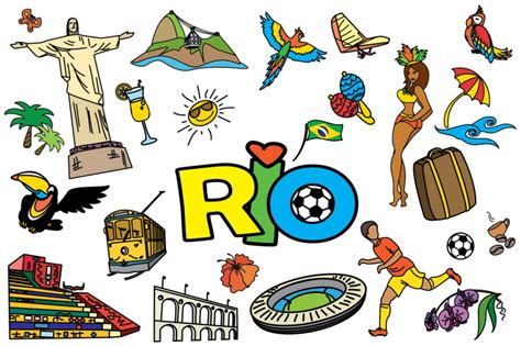 Cartoon Set Brazil And Rio By Naumstudio Thehungryjpeg