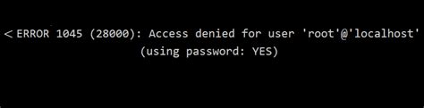 Mysql Access Denied For User Root Localhost Using Password Yes No My