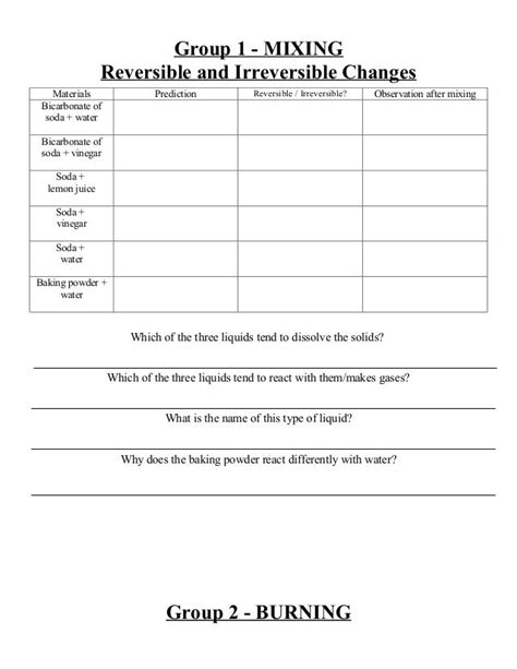 ️reversible And Irreversible Changes Worksheet Free Download