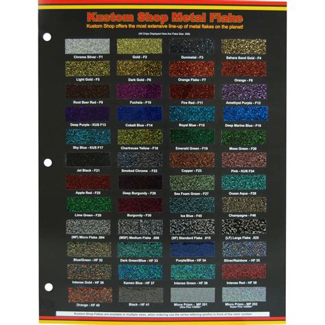 Custom Shop Metal Flake Chip Color Chart Auto Car Paint