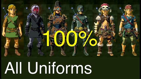 Zelda Breath Of The Wild All Costumes 100 And Upgraded Youtube