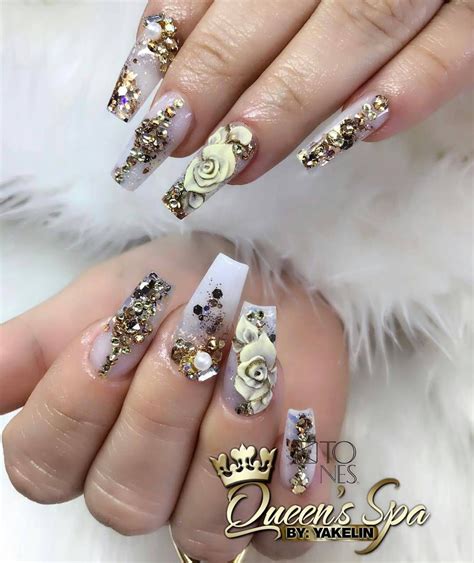 Amazing Nail Art Made Using Tones Products Gold Glitter Nails Bling