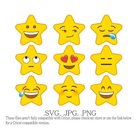 Stars Emoji Svg Collection Stars Cartoon Vector Clipart Etsy España