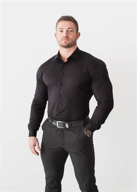 Pin On Mens Black Muscle Fit Shirt By Tapered Menswear