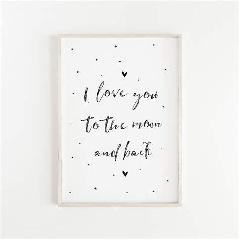 I Love You To The Moon And Back Print Moon Printable Art For Etsy
