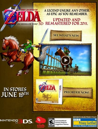 Ocarina Of Time 3d Promotional E Mail Zelda Dungeon