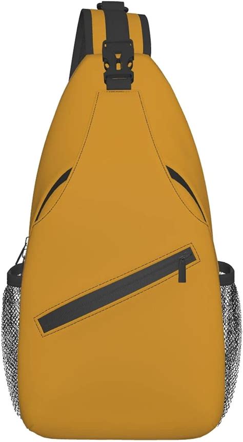 Unisex Sling Bag Daypack Chest Bag Shoulder Backpack Crossbody Package Golden Mustard Solid