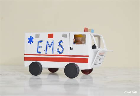 Vikalpah Milk Carton Craft Diy Toy Ambulance Emergency Vehicles