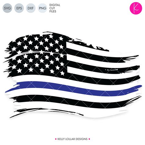 Distressed Blue Line American Flag Svg Cut File Kelly Lollar Designs