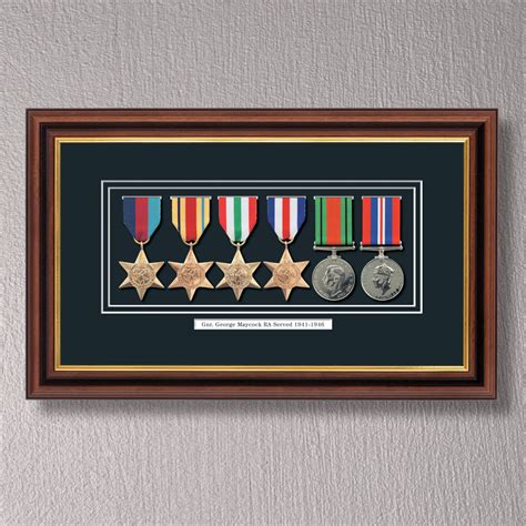 Mahogany And Gilt Medal Frame For 6 Medals Military Frames Medal