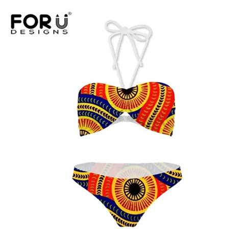 Aliexpress Com Buy FORUDESIGNS Summer African Nation Print Bikinis