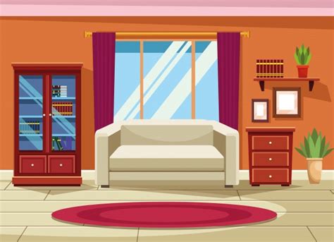 House Interior With Furniture Scenery Vector Free Download