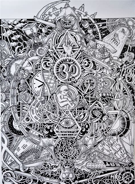 Life Psychedelic Drawing By TrippinInk Psychedelic Drawings Black