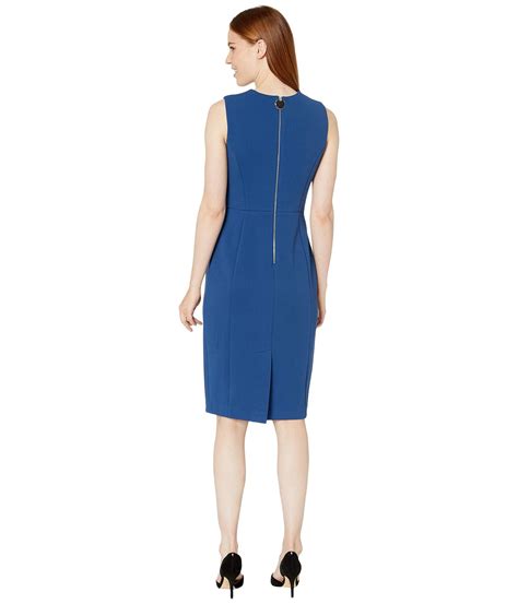 Calvin Klein Synthetic Sleeveless Sheath Dress In Blue Lyst